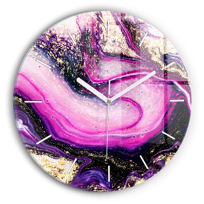 Skleněné hodiny kulaté Abstraktní mramor