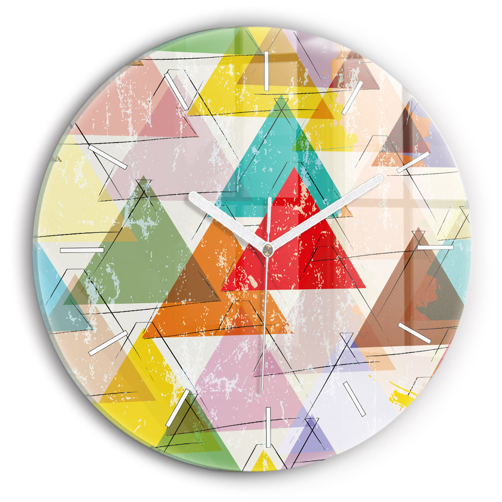 Kulaté nástěnné hodiny Geometrické trojúhelníky