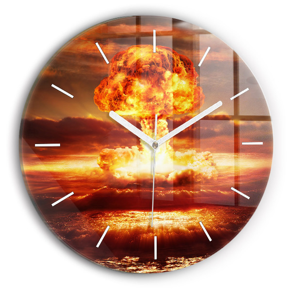 Kulaté nástěnné hodiny Výbuch atomové bomby