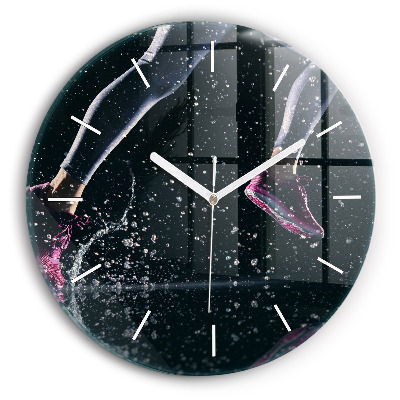 Skleněné hodiny kulaté Zdravý životní styl - běh