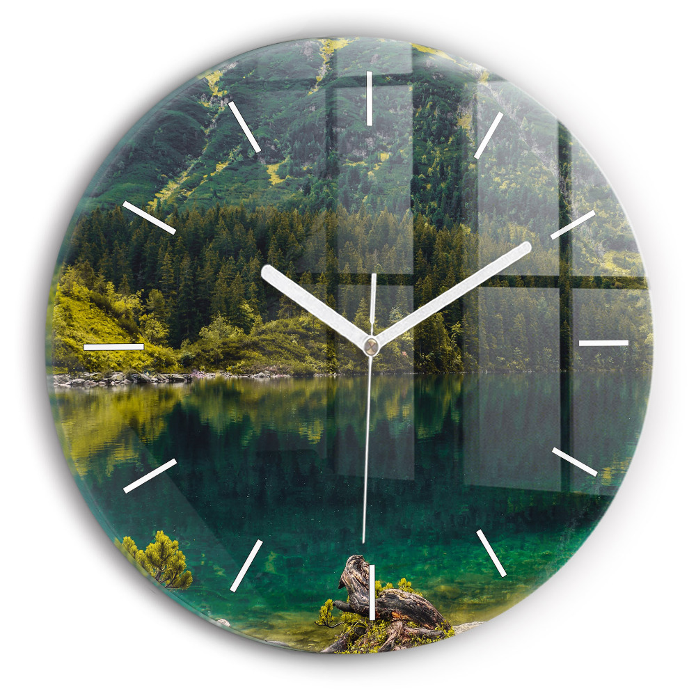Skleněné hodiny kulaté Morskie Oko v Tatrách