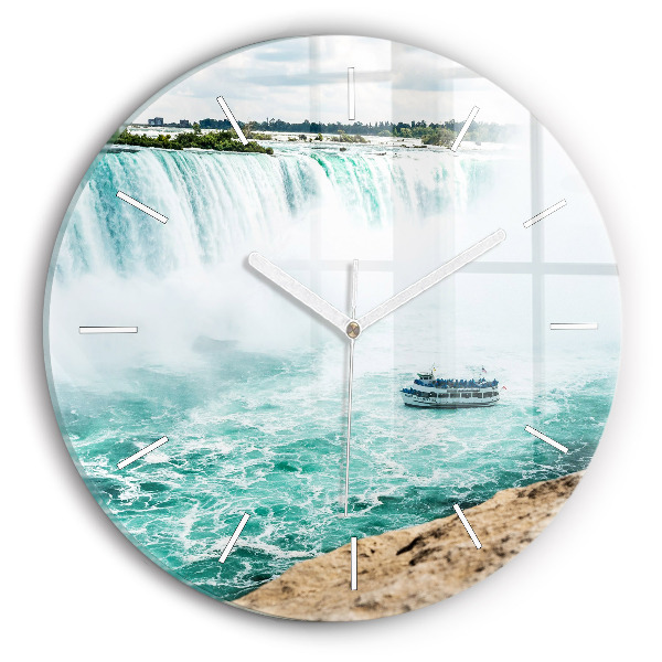 Skleněné hodiny kulaté Loď a Niagara