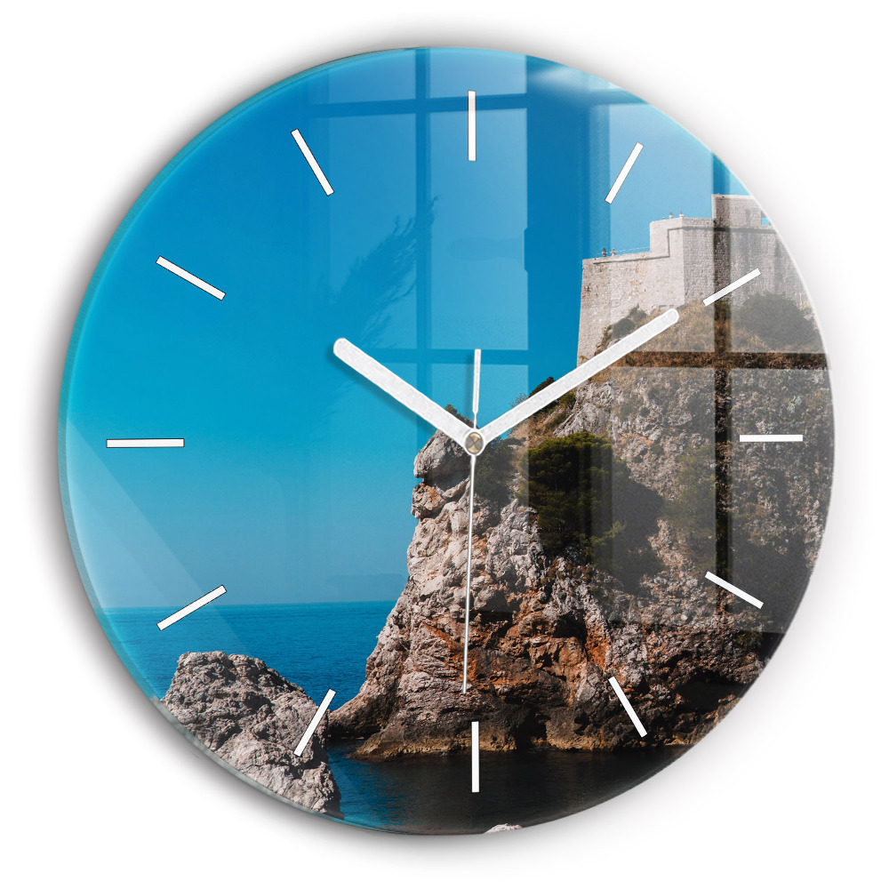 Skleněné hodiny kulaté Útesy v Dubrovníku