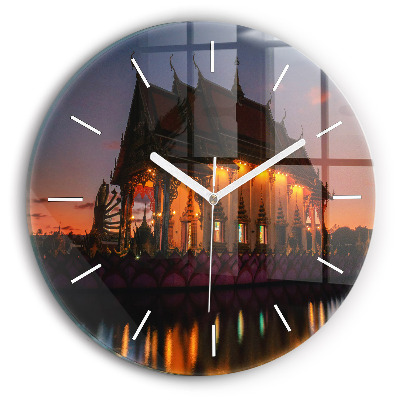 Skleněné hodiny kulaté Chrám v Bangkoku