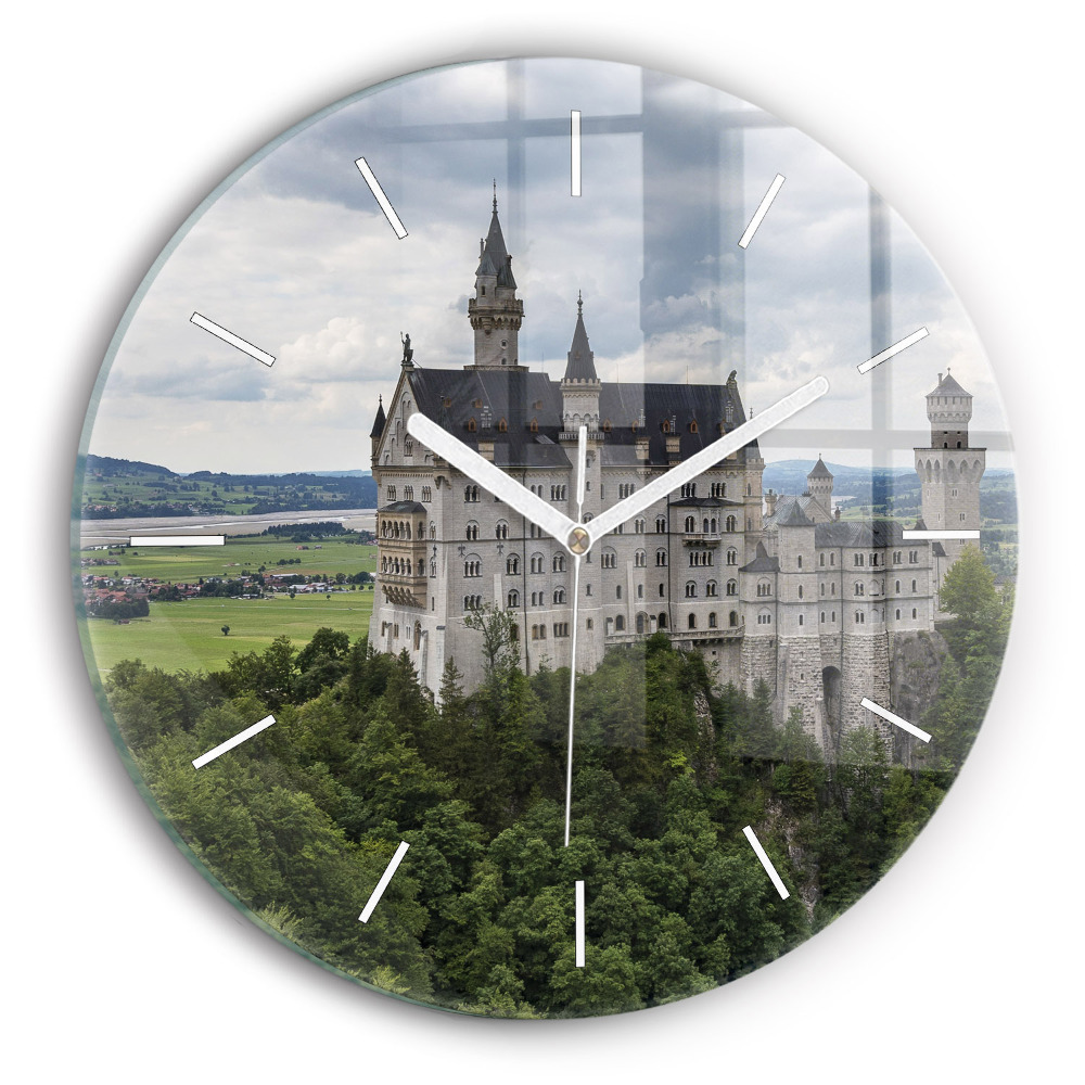 Kulaté nástěnné hodiny Zámek Neuschwanstein