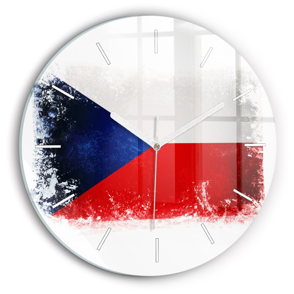 Kulaté nástěnné hodiny Vlajka České republiky