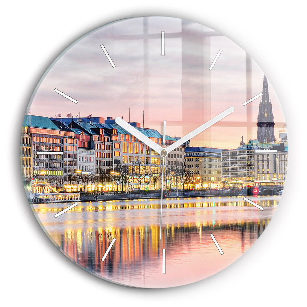 Kulaté nástěnné hodiny Alster v Hamburku