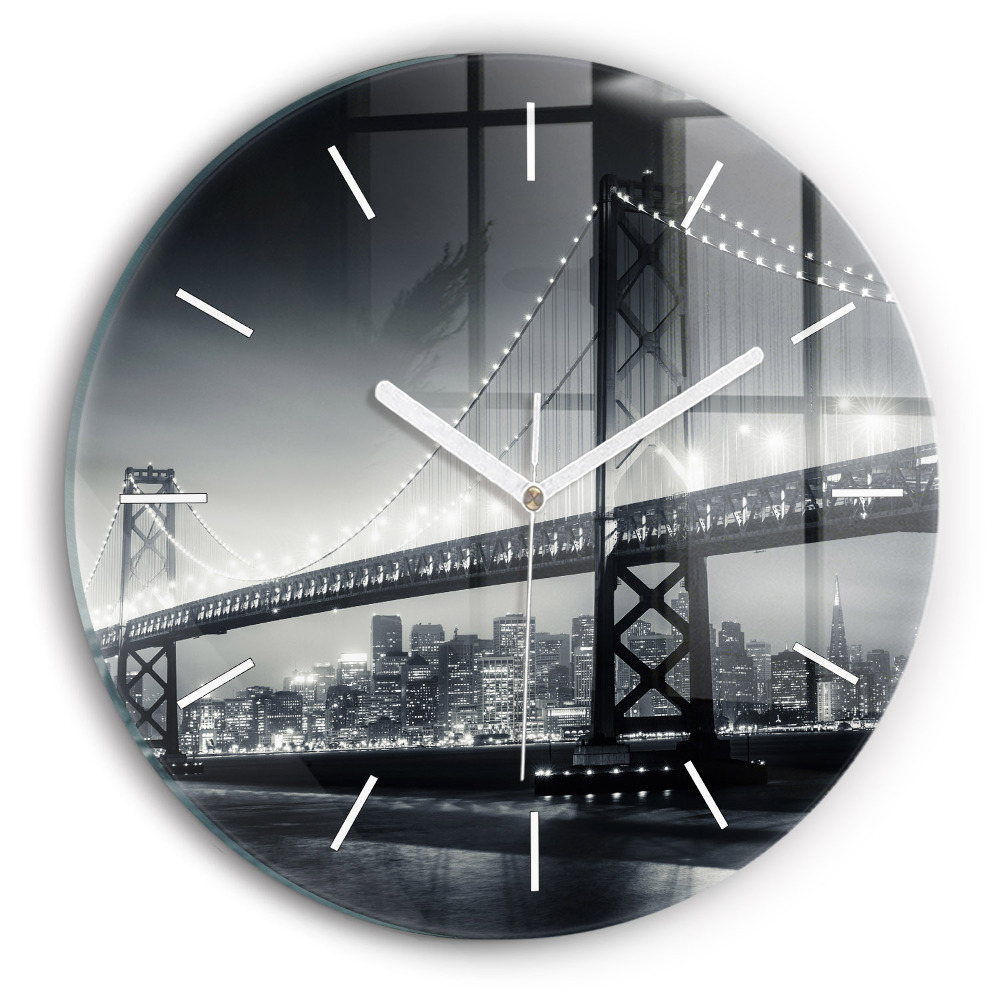 Kulaté nástěnné hodiny Most v nočním San Franciscu