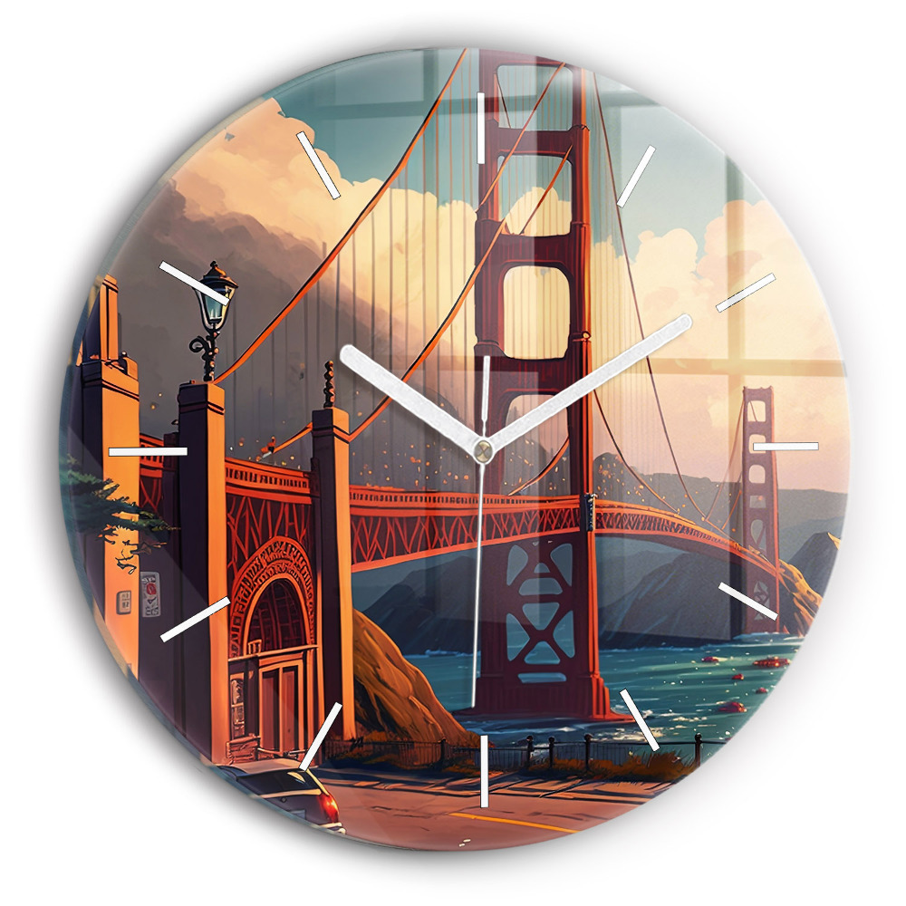 Skleněné hodiny kulaté Most v San Franciscu