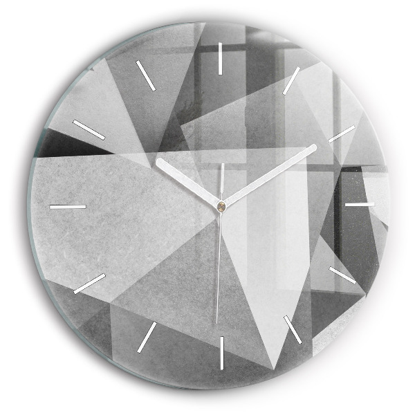 Kulaté nástěnné hodiny Šedá geometrická abstrakce