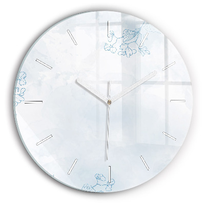 Skleněné hodiny kulaté Skica rostlin