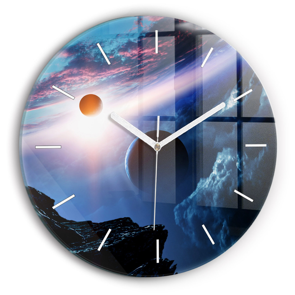 Skleněné hodiny kulaté Velká galaxie