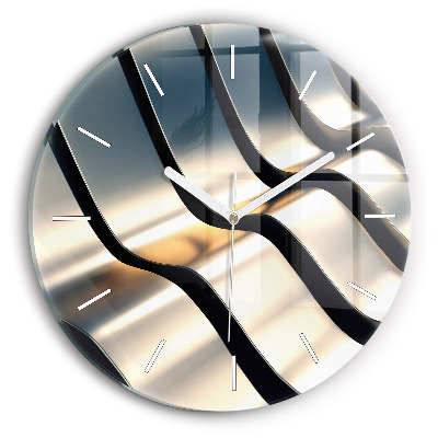 Skleněné hodiny kulaté Stříbrný vzor