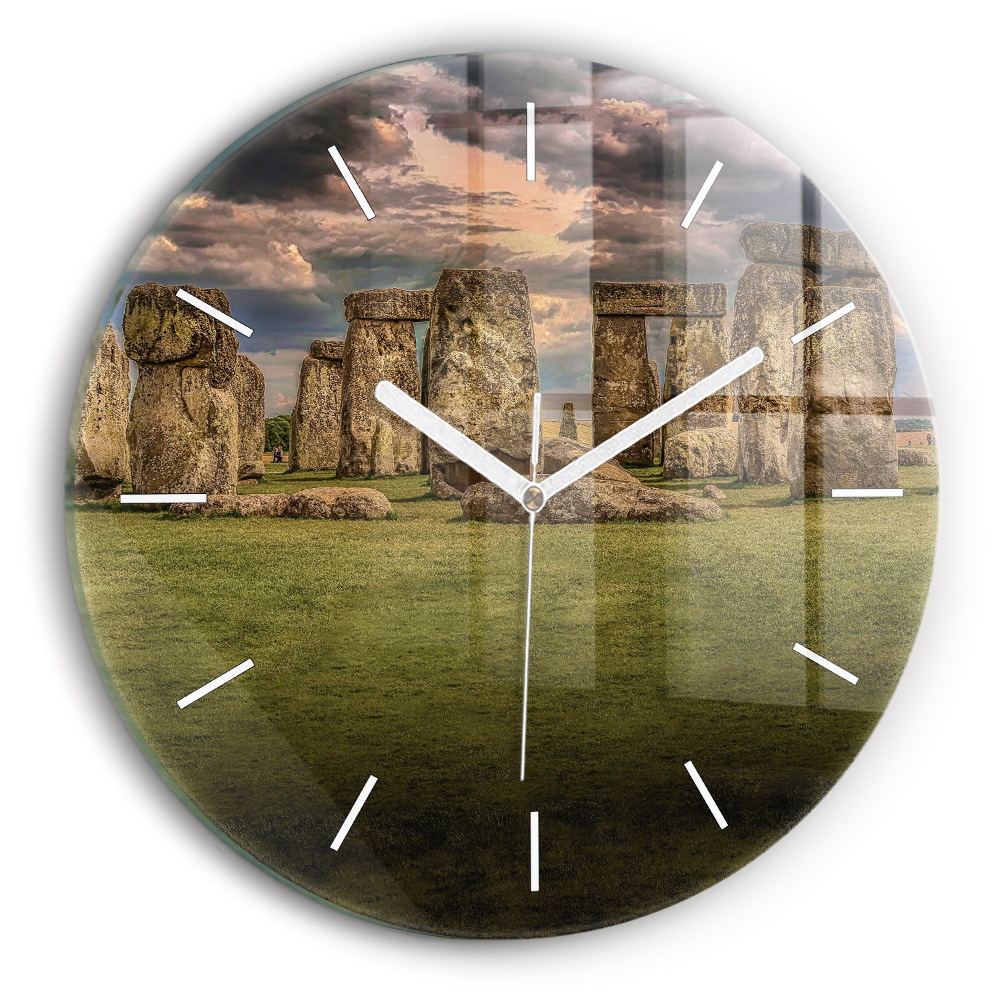 Skleněné hodiny kulaté Stonehenge Nimbostratus