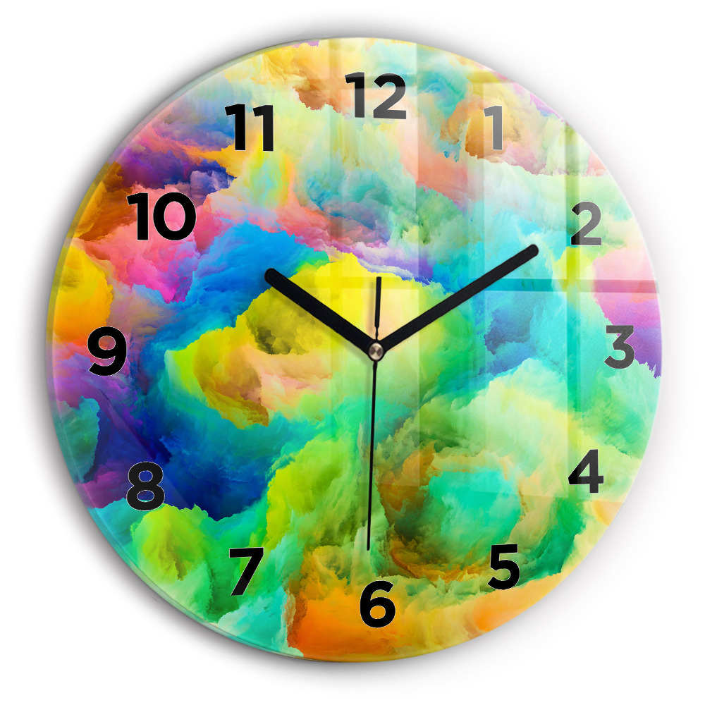 Skleněné hodiny s fotkou kulaté Fraktální textura