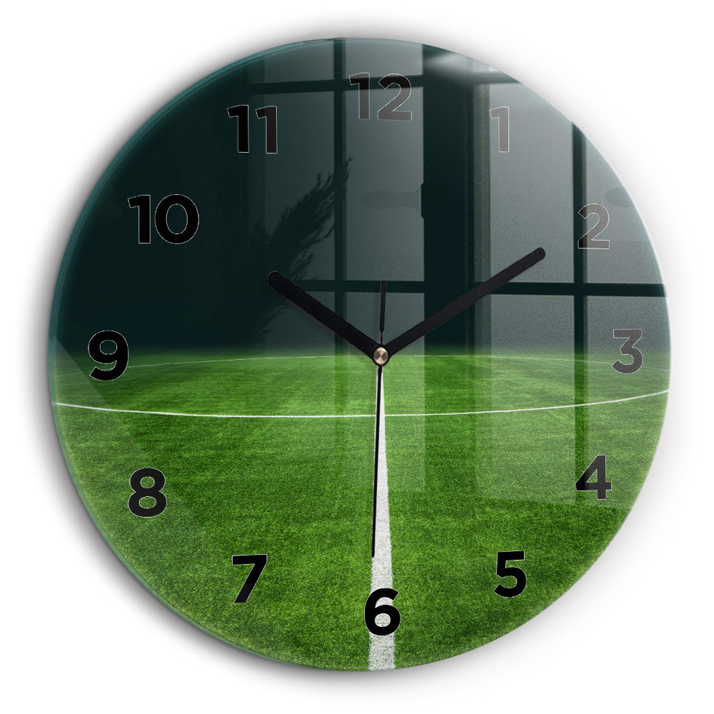 Fotbalové hřiště Skleněné nástěnné hodiny kulaté
